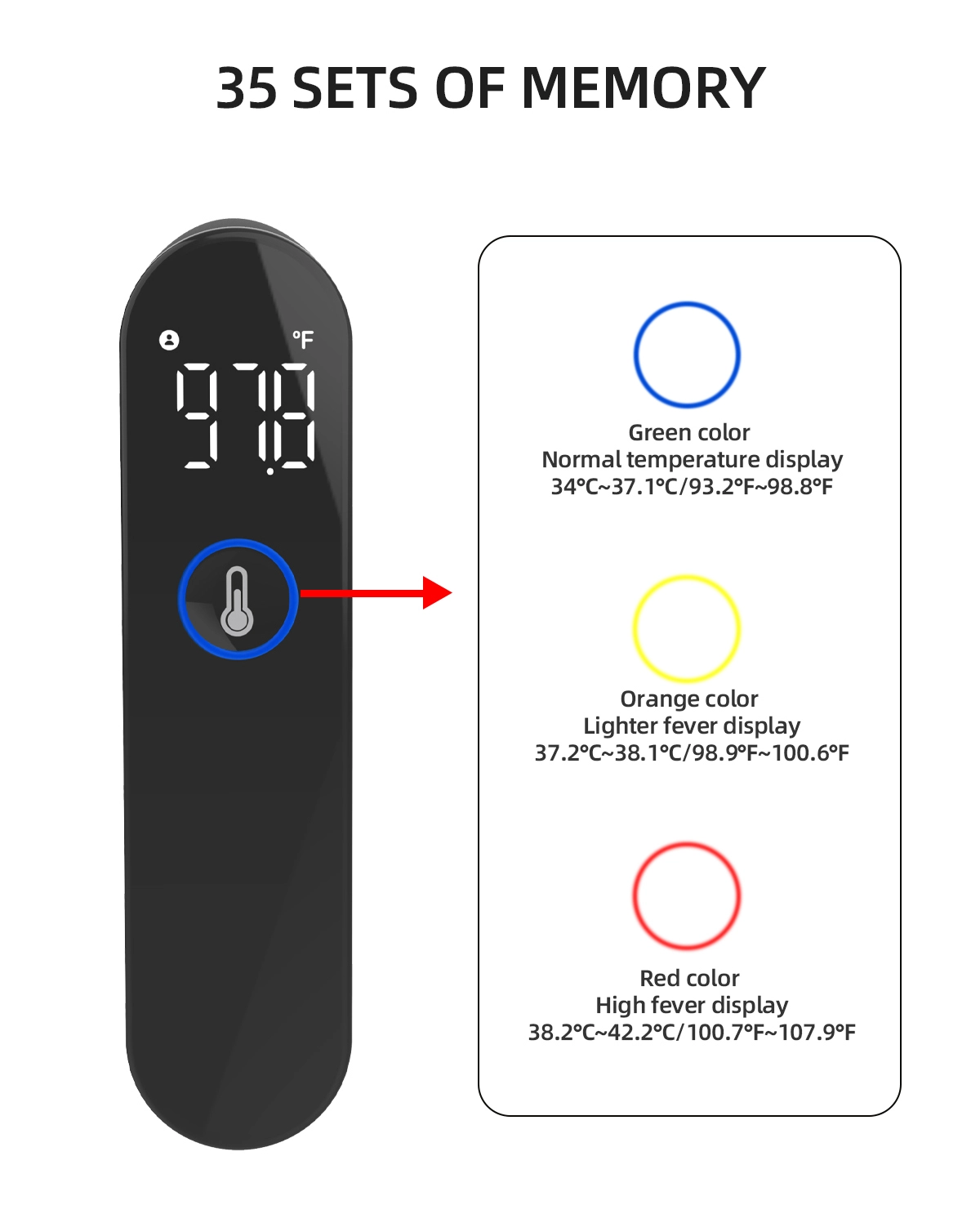 CE Onaylı Tıbbi Termometre LED ekran Dijital Temas Dışı Ev Kafası Alın Termometresi