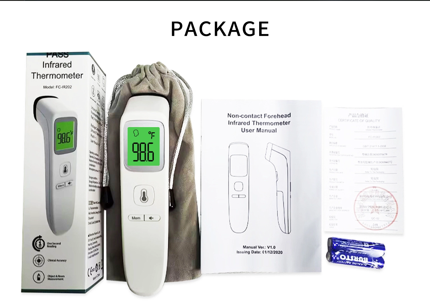 Forehead Thermometer Suppliers, Forehead Thermometer Factory, China Forehead Thermometer Manufacturer, FC-IR202