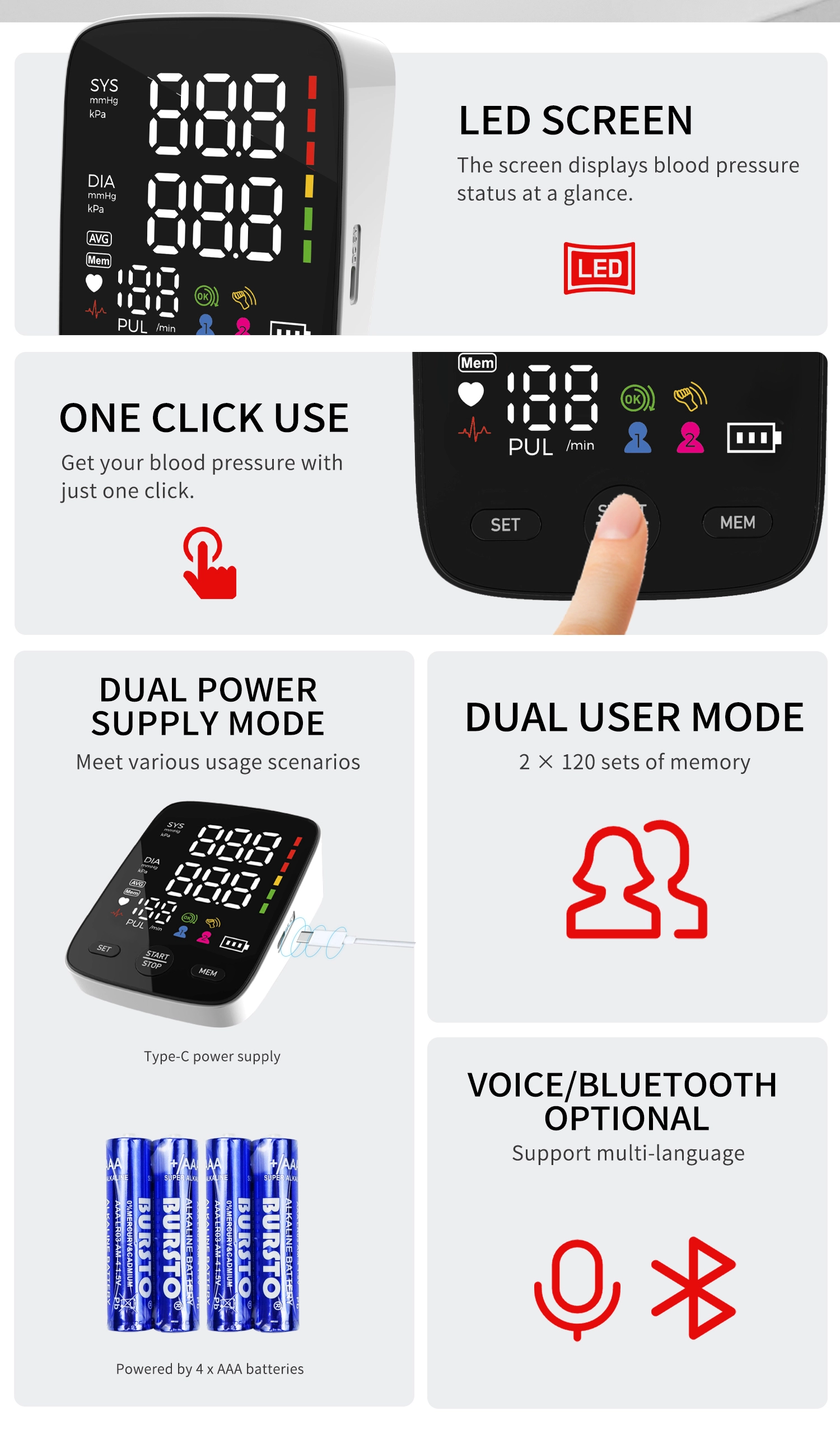 Rechargeable Upper Arm Blood Pressure Machine, China Upper Arm Blood Pressure Machine Factory, Blood Pressure Digital Machine Hospital Home,China HD LED Screen BP Monitor Factory, Upper Arm Type Sphygmomanometer Supplier, China LED Screen BP Monitor Wholesales