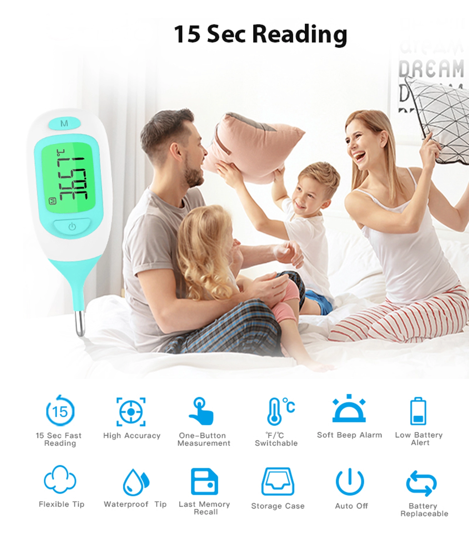 CE MDR 承認の電子接触口腔柔軟体温計