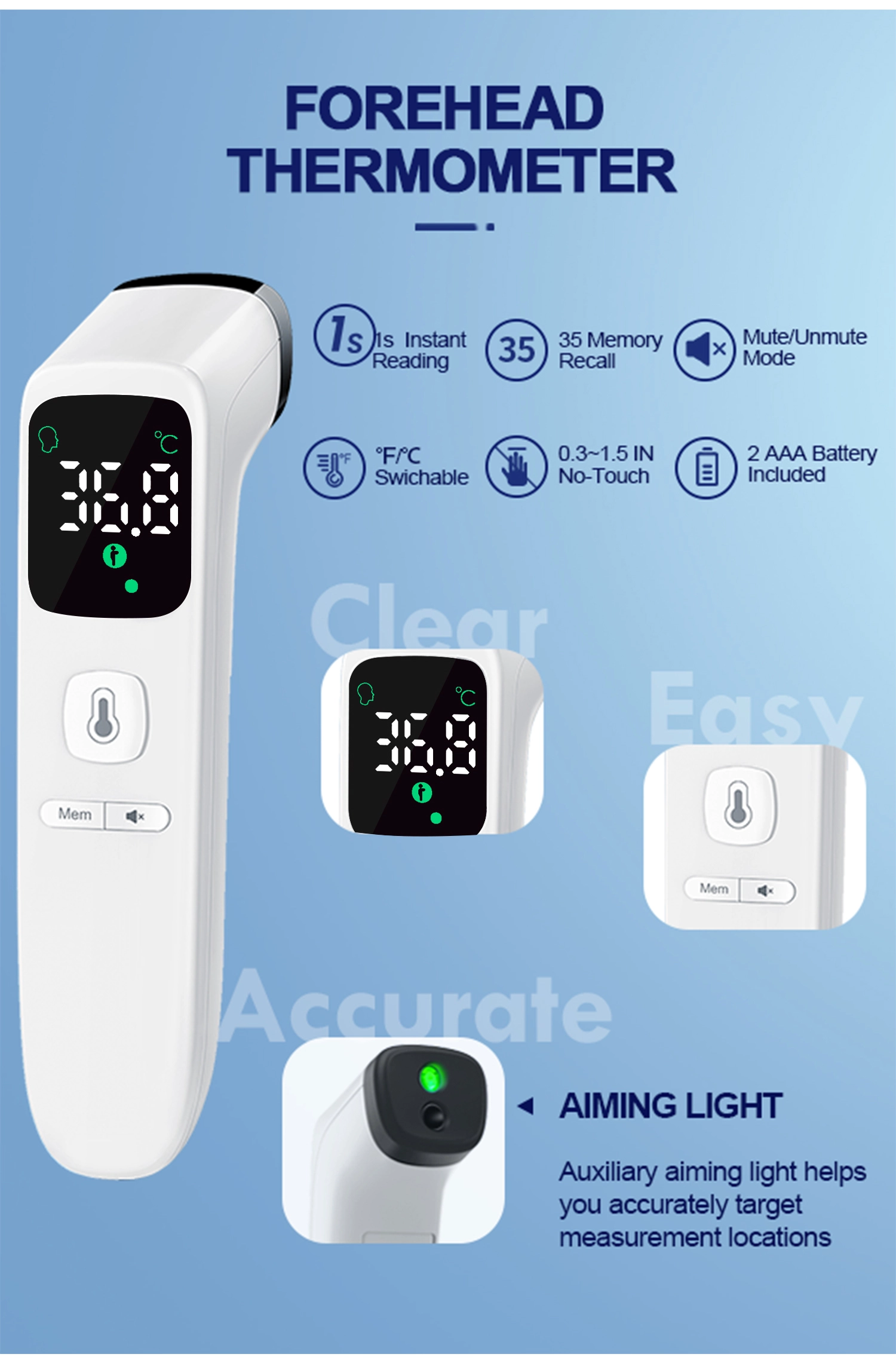 Household Medical Devices Factory, Termometro Digital Infrared Thermometer, Baby Forehead Thermometers Supplier, China Forehead Thermometers Supplier