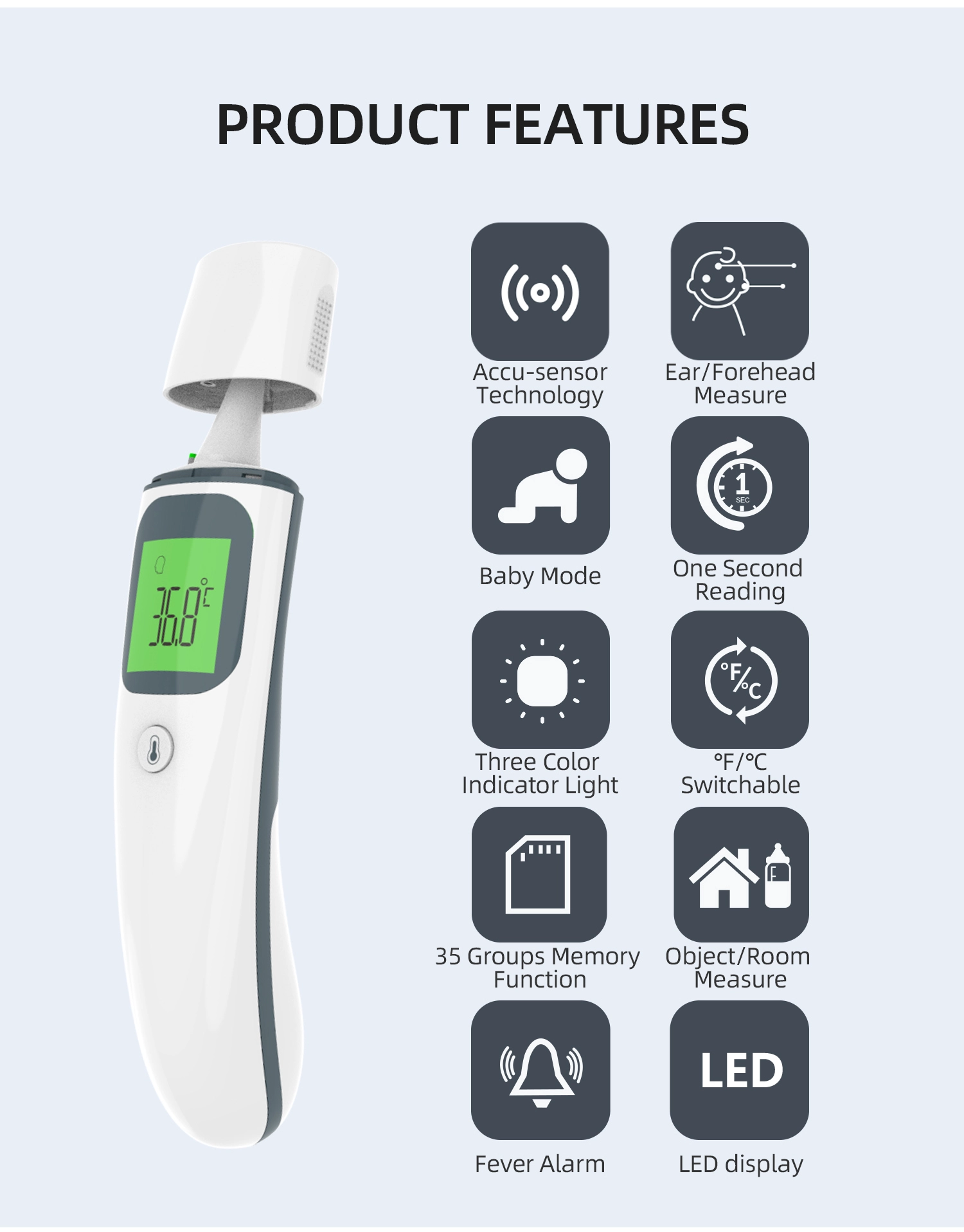 New Design Body Fever Infrared Ear Forehead Thermometer