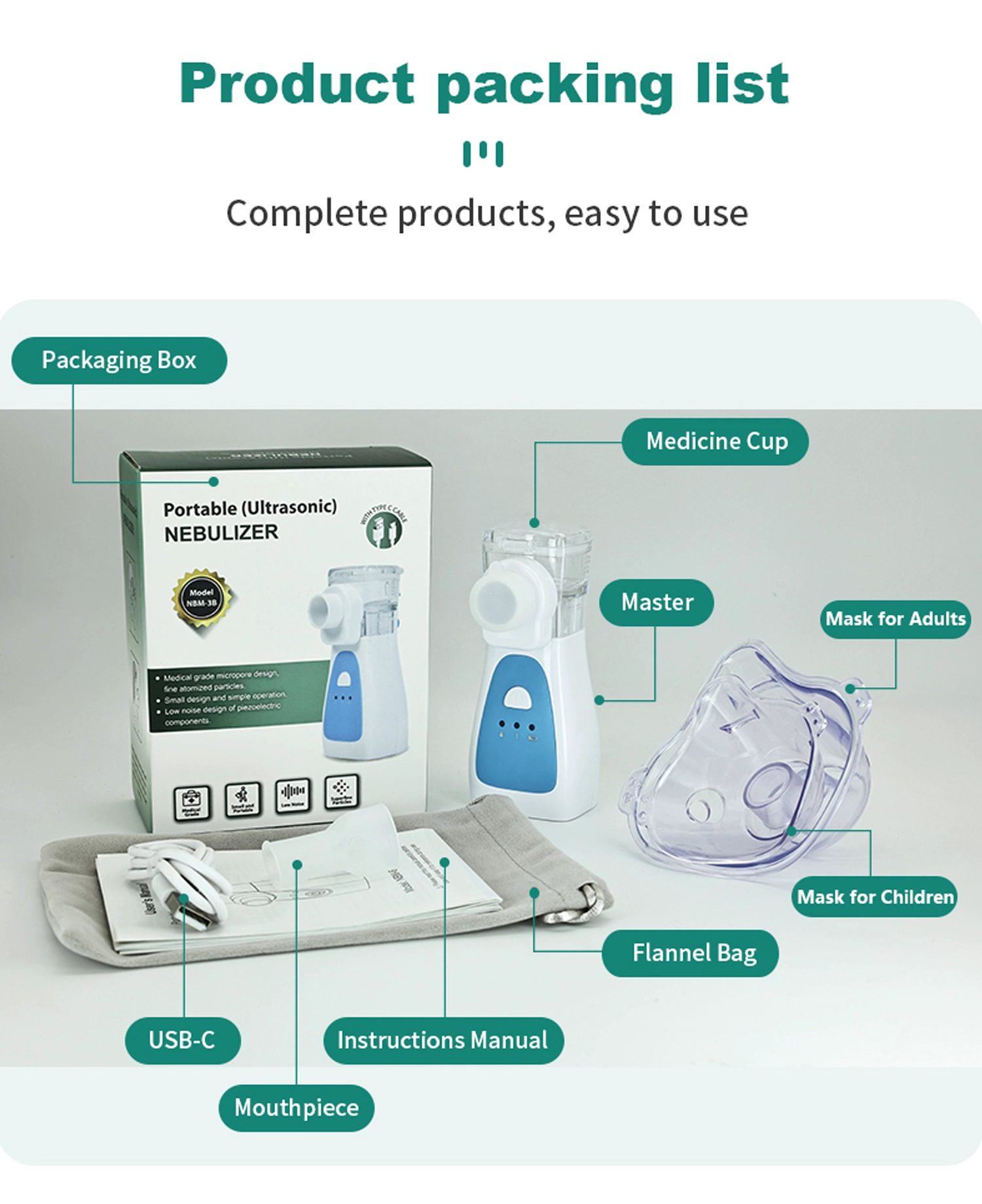 Nebulizador de malha para inalador portátil certificado pela CE
