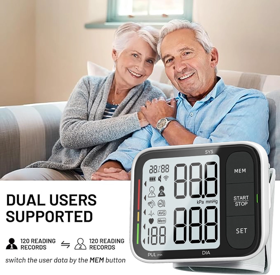 Wrist Mounted Home Blood Pressure Monitor With Adjustable Cuff Factory China