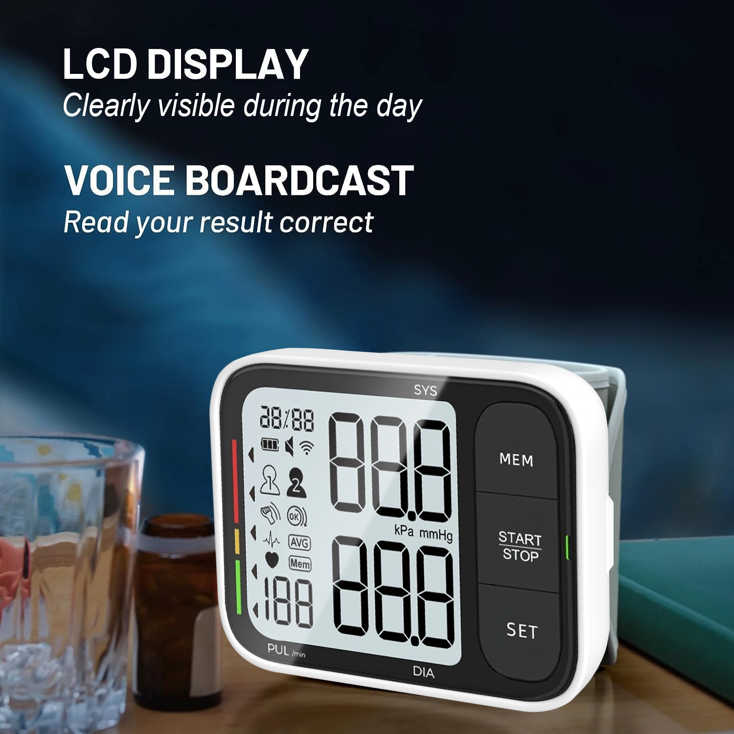 Wrist Mounted Home Blood Pressure Monitor With Adjustable Cuff Factory China