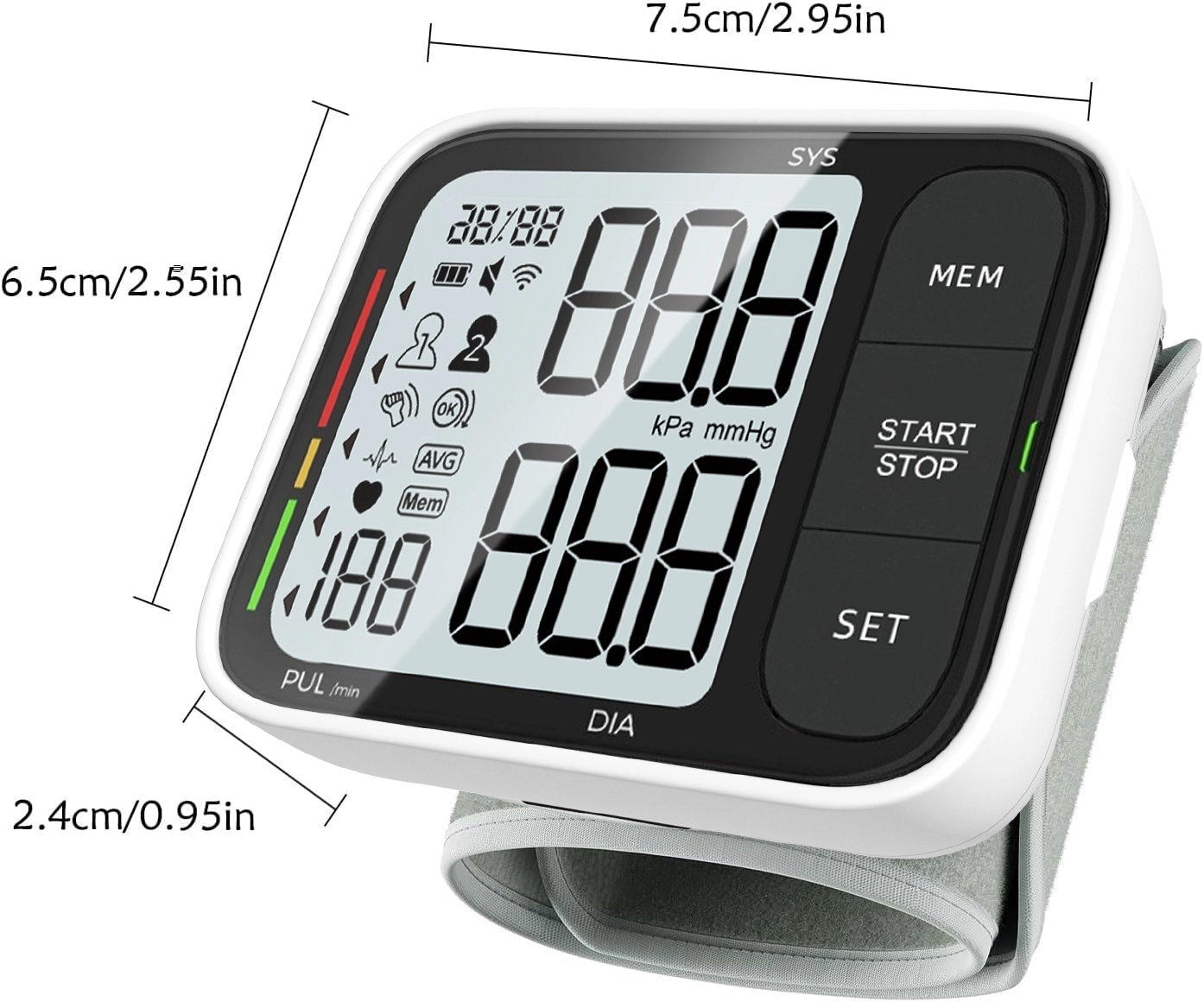 Wrist Mounted Home Blood Pressure Monitor With Adjustable Cuff Factory China
