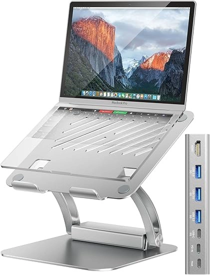 China 7-in-1 Laptop Stand with Detachable USB-C Hub | 100W PD Charging, Ergonomic Aluminum Laptop Docking Station for 10–17