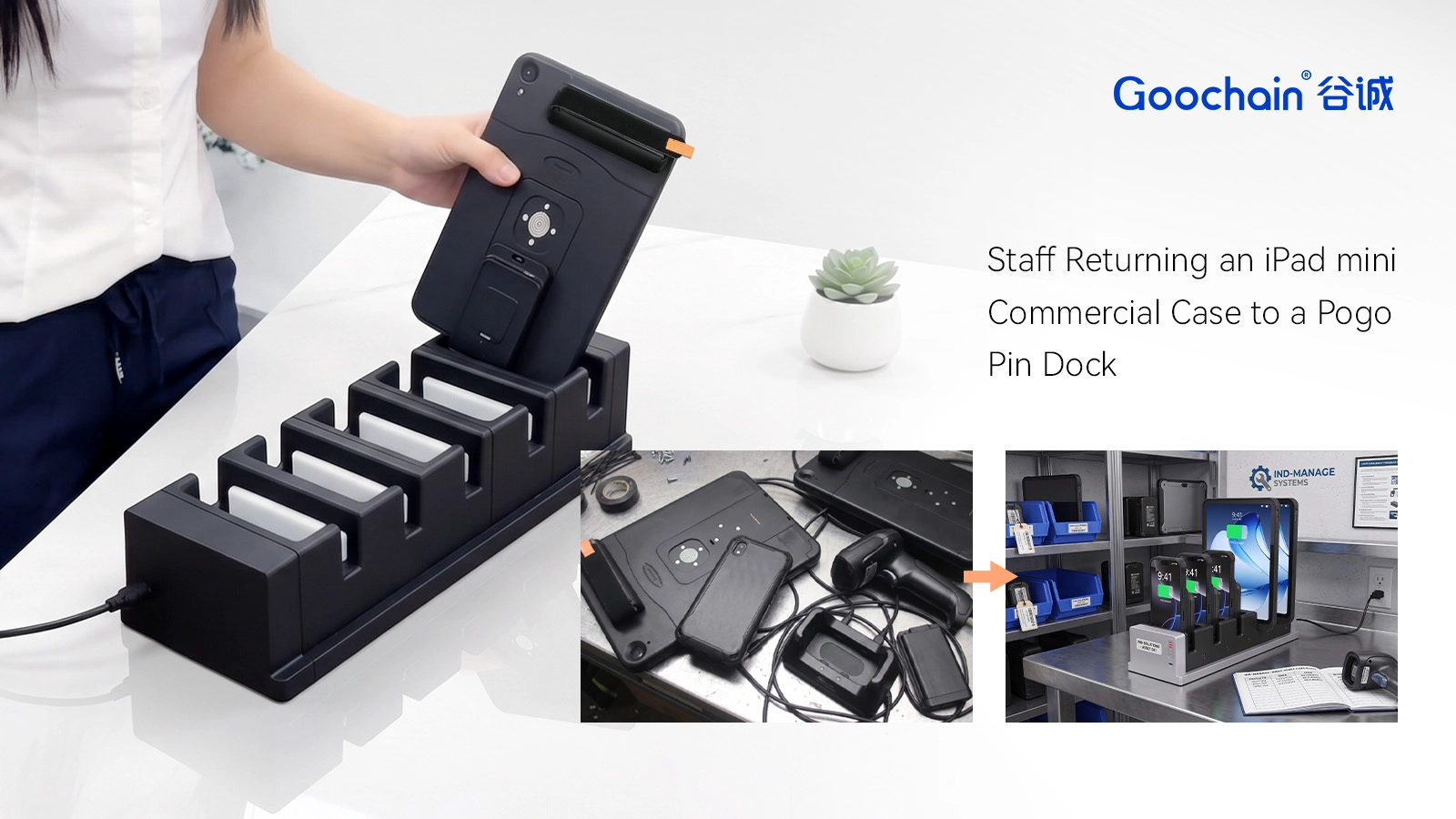 Entwerfen einer iPad Mini-Flotte rund um das Laden und Daten per Pogo-Pin