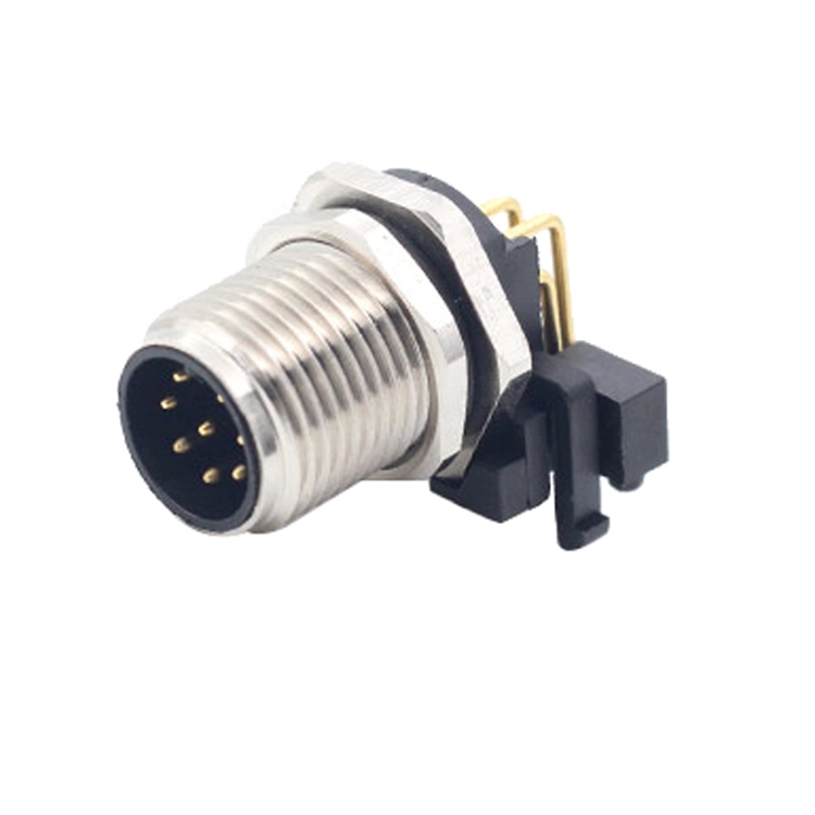 M12 A coded 8 core male female right angle pcb connector
