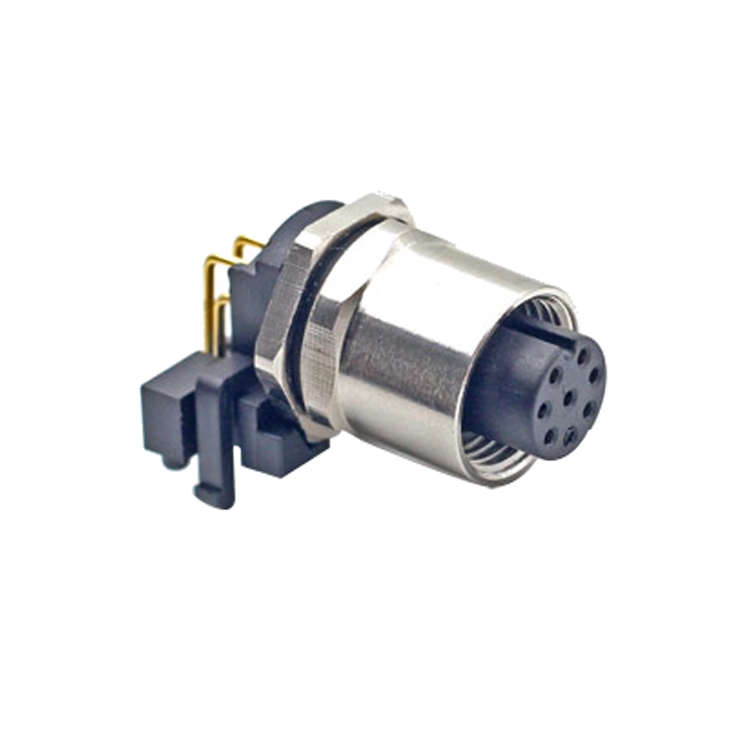M12 A coded 8 core male female right angle pcb connector