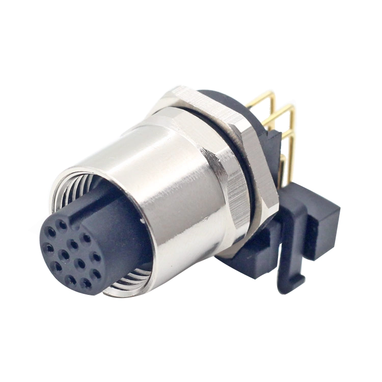 M12 A coded 8 core male female right angle pcb connector
