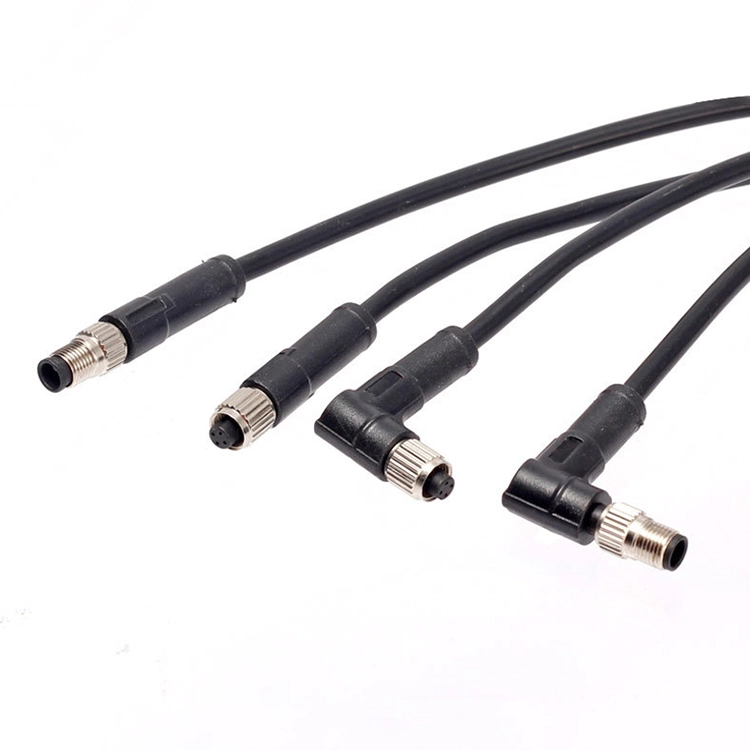 M5 A-Coding Male Female 3 Pin 4 Pin Prosto Lub Prawy Kąt 90 Stopni Kabel PVC PUR
