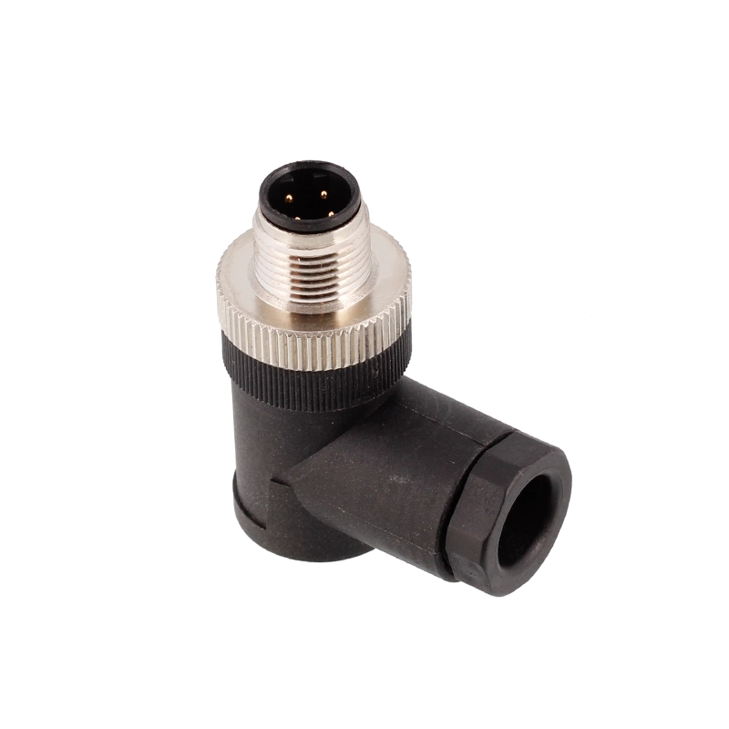 M12 male female right angle field wireable connector