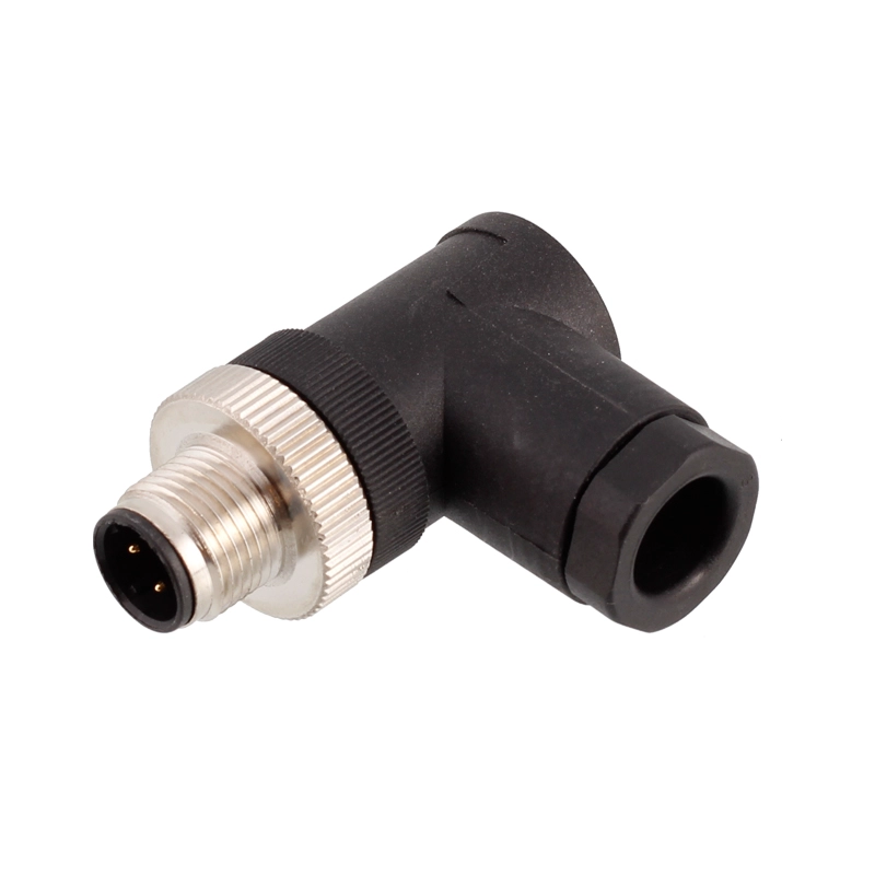 M12 male female right angle field wireable connector
