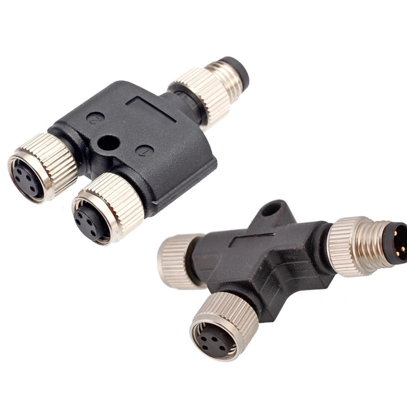 M8 3 4 5 pin male to female T splitter connector