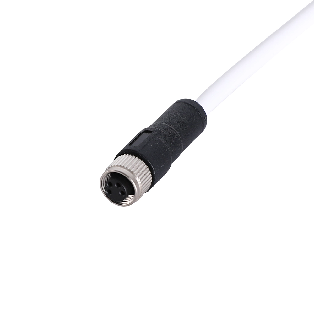 M8 4 pin female molded cable white color