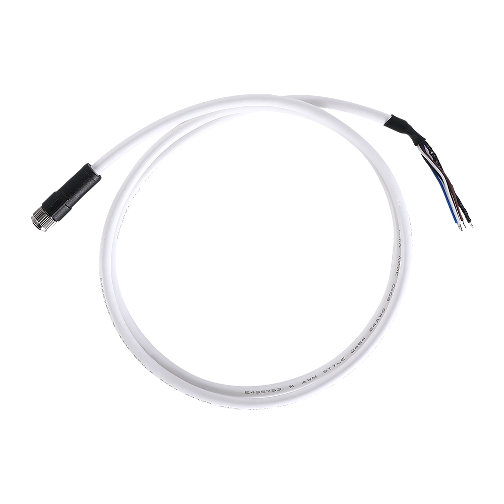 M8 4 pin female molded cable white color