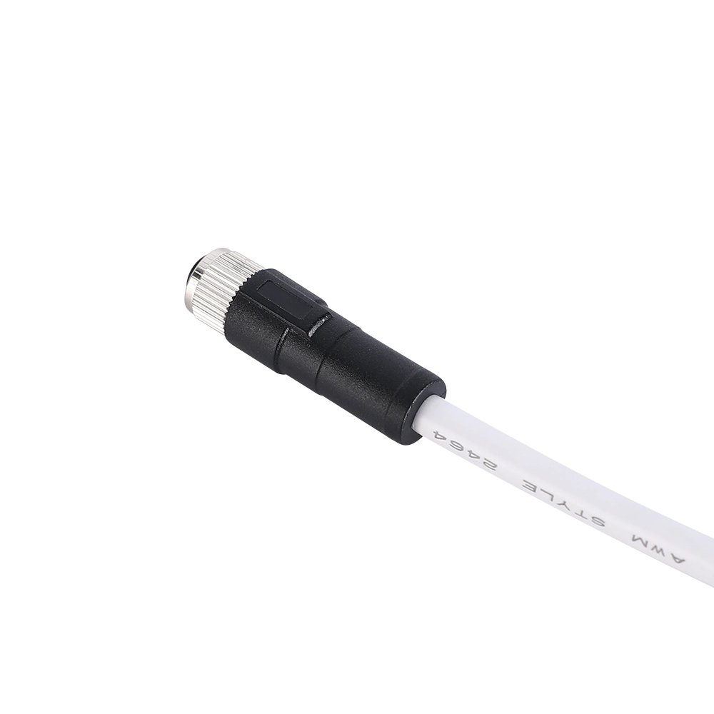 M8 4 pin female molded cable white color