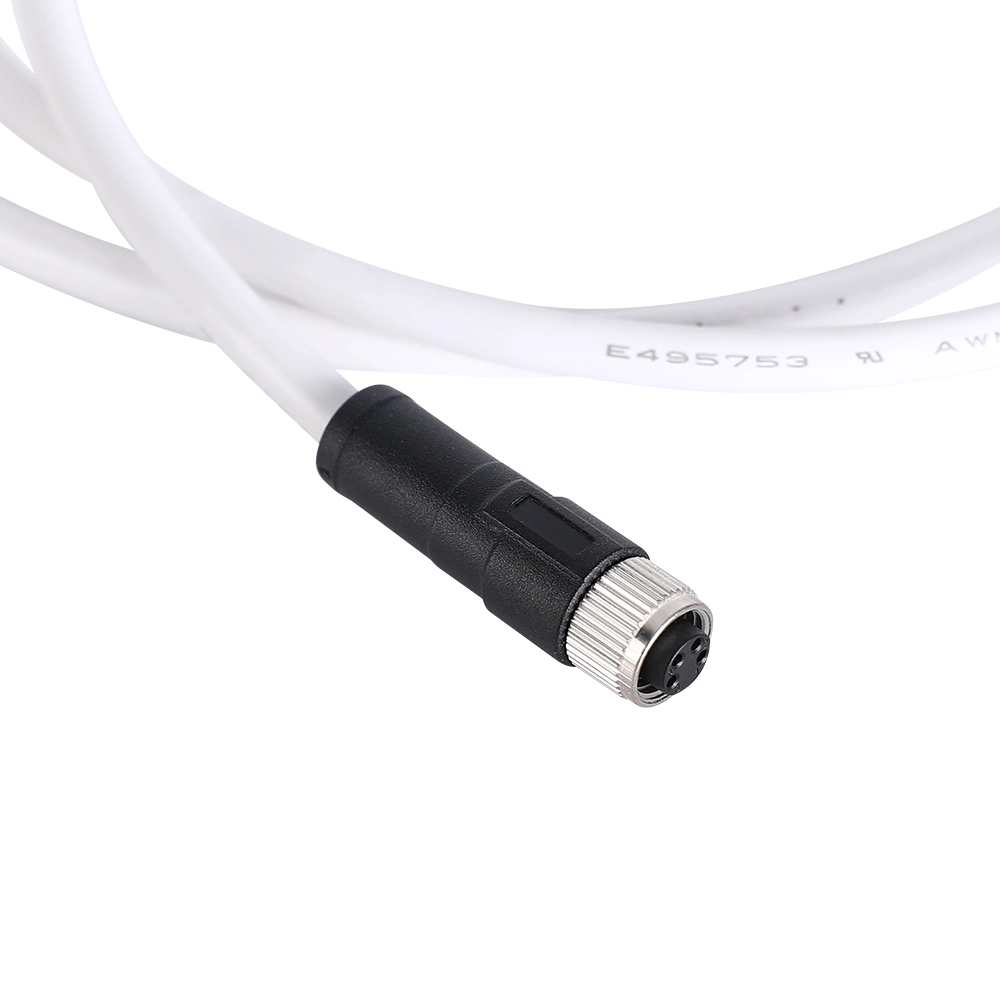 M8 4 pin female molded cable white color