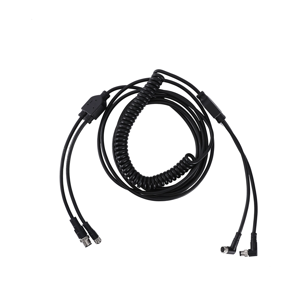 M12 M8 1 to 4 splitter coiled cable