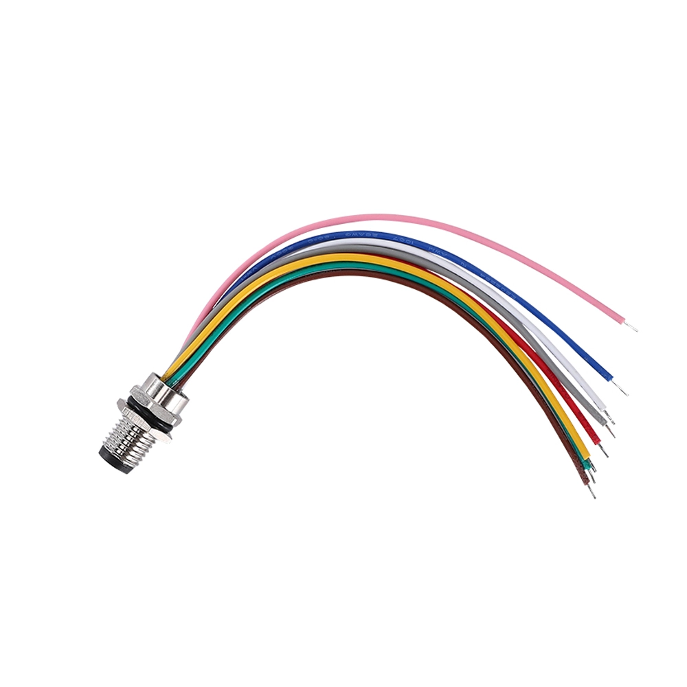 6-poliger M8-Stecker für Schalttafeleinbau, Länge 200 mm