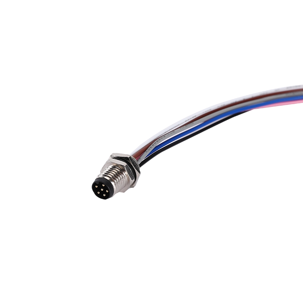 6-poliger M8-Stecker für Schalttafeleinbau, Länge 200 mm