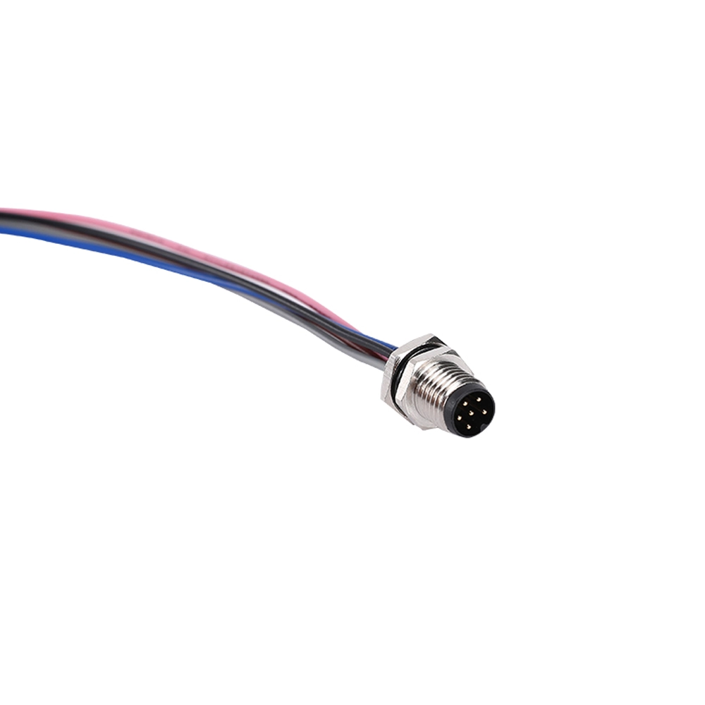 6-poliger M8-Stecker für Schalttafeleinbau, Länge 200 mm