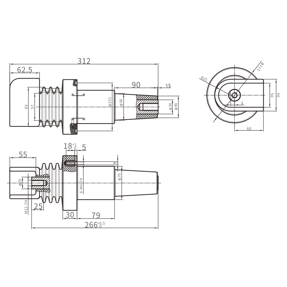 Environmental Protection RMU inlet and outlet bushing (extended version)
