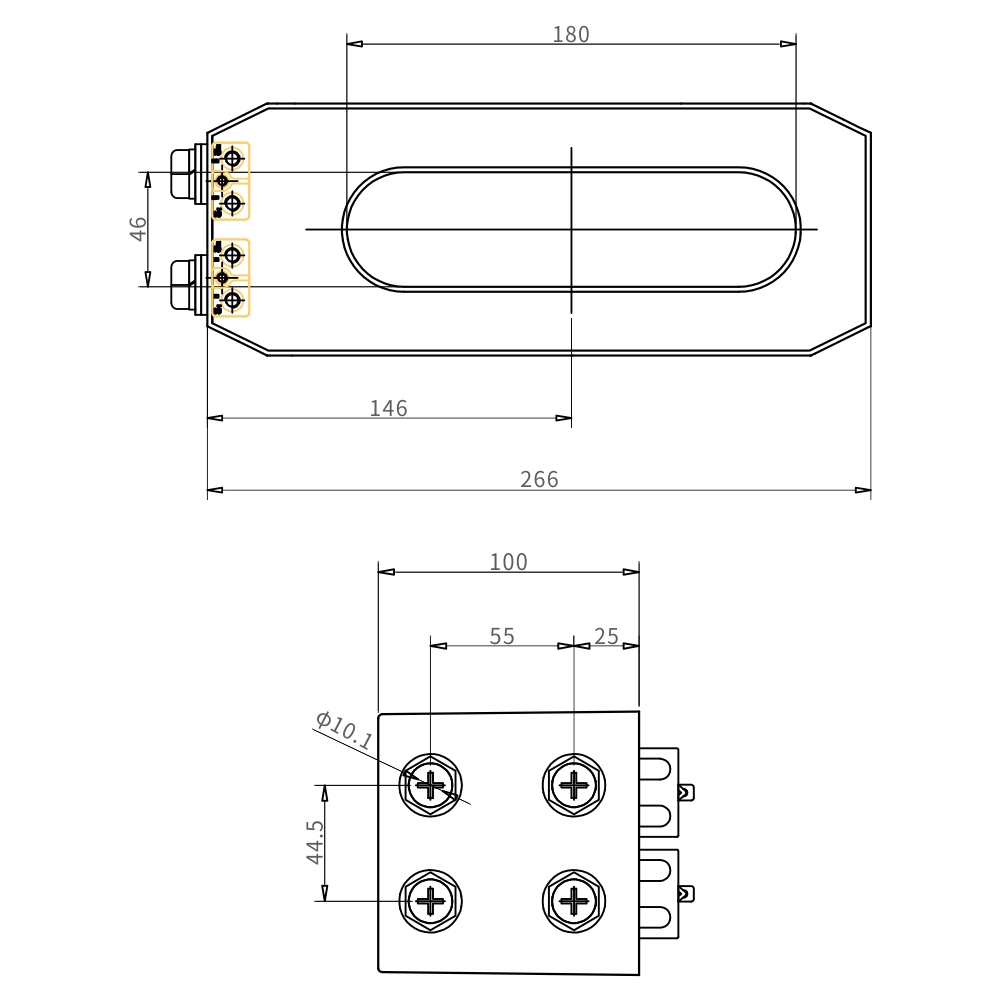 LDZS-10 266.5×101×Φ46×180-H100 Type Current Transformer Specifications and Dimensions