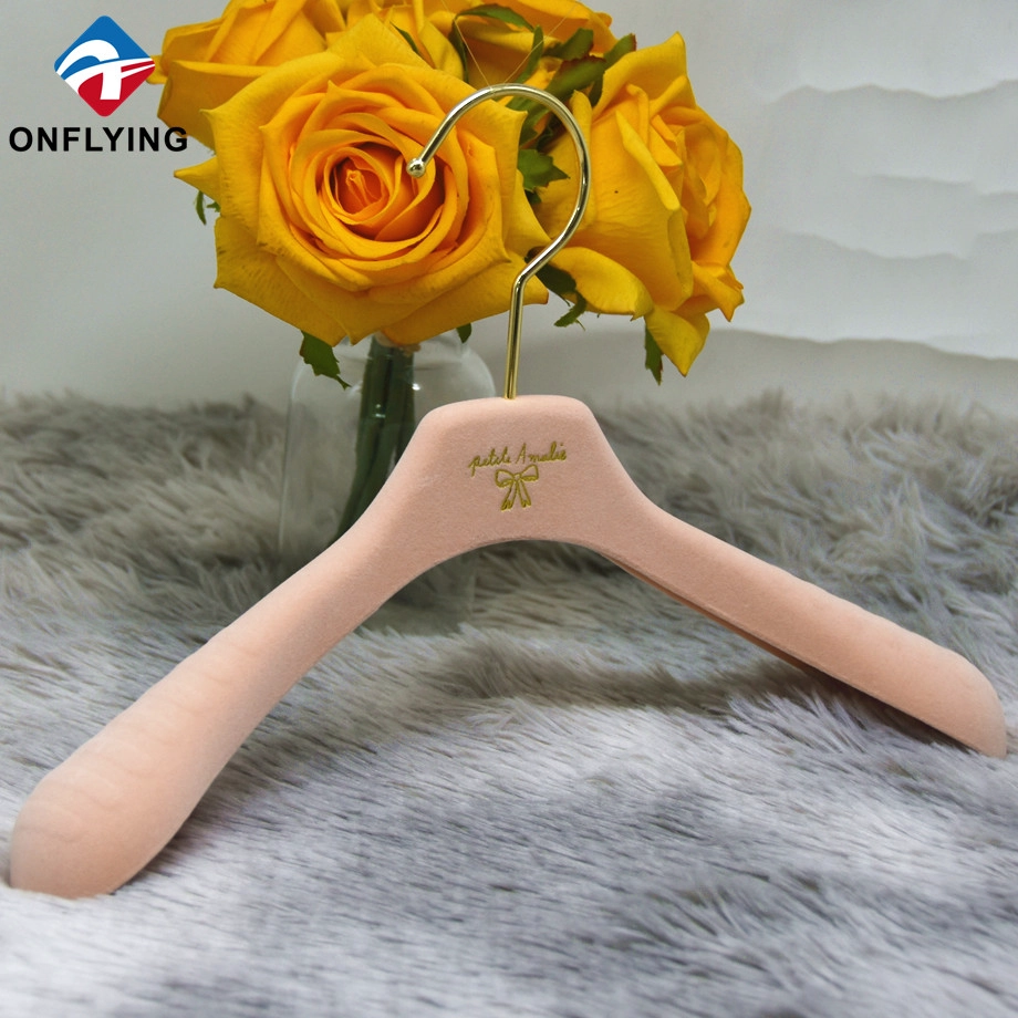 Display Coat Kids Custom Pink Velvet Baby Hanger Manufacturer Supplier
