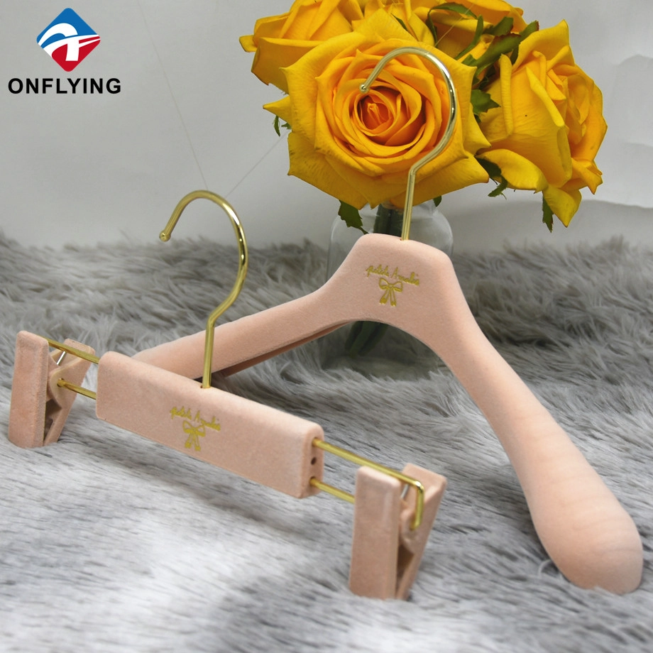 Display Coat Kids Custom Pink Velvet Baby Hanger Manufacturer Supplier
