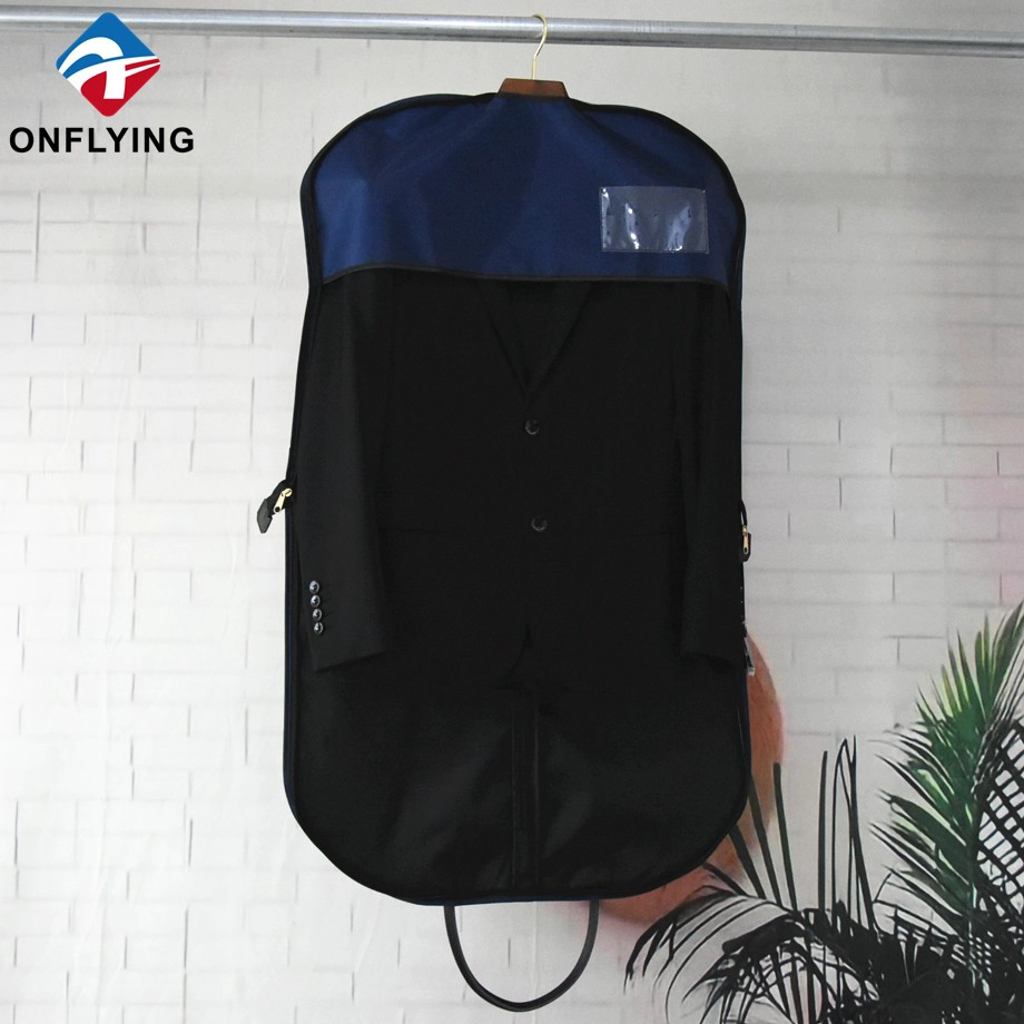 Portable Leather Handles Polyester Garment Suit Custom Logo Bag Factory China