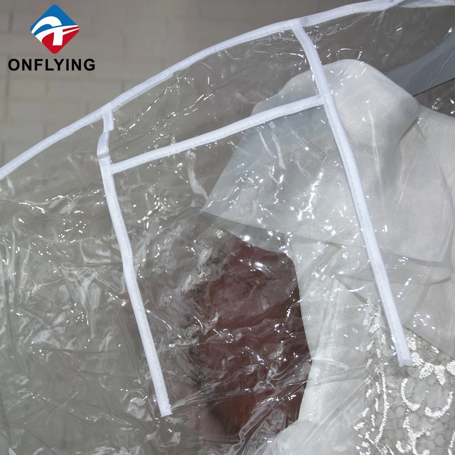 Vestido grande transparente à prova de poeira com cauda longa de PVC Bags Factory China