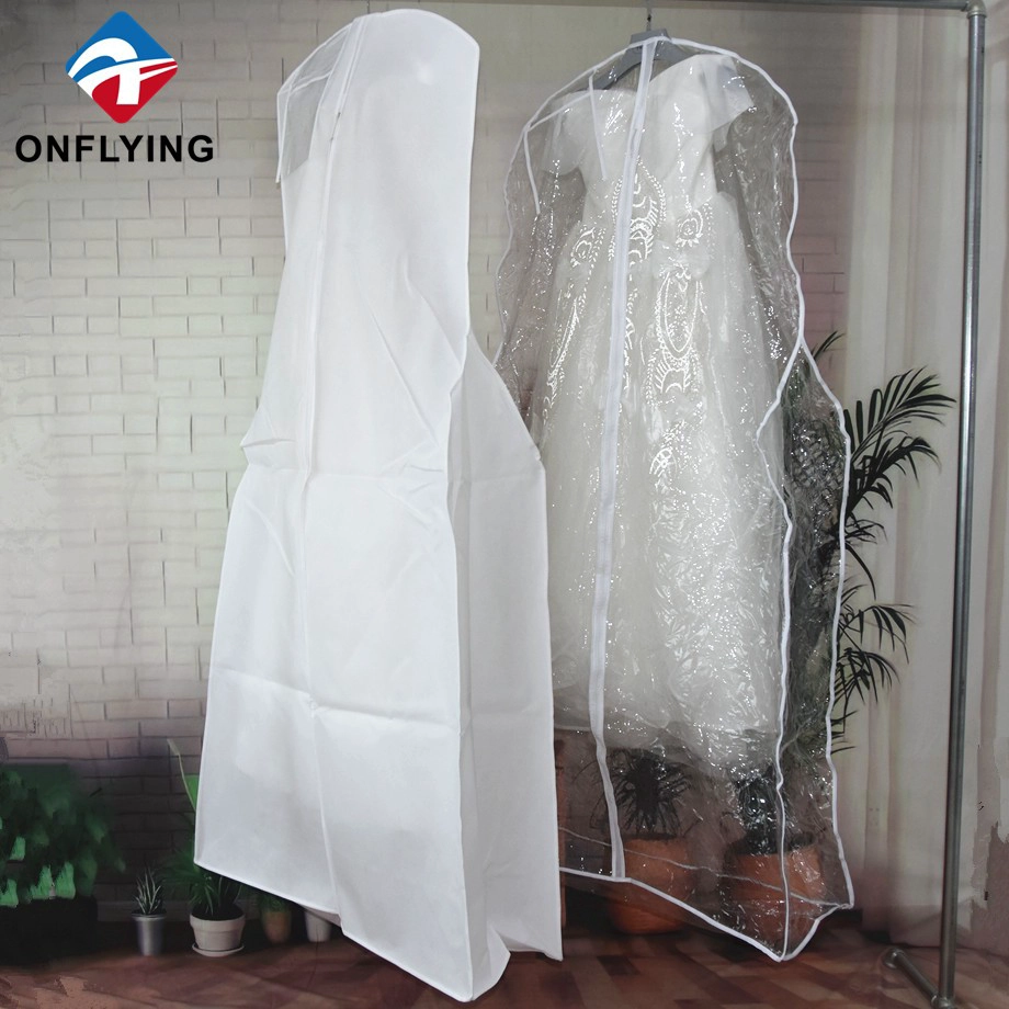 Vestido grande transparente à prova de poeira com cauda longa de PVC Bags Factory China
