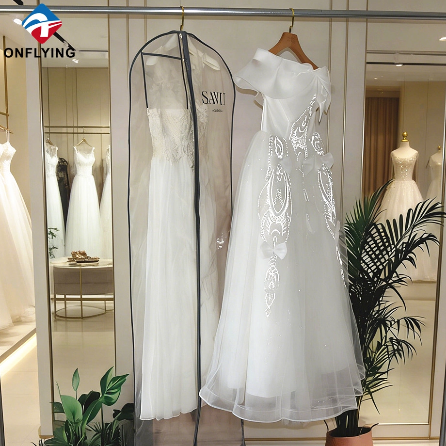 Sac de robe de mariée de vêtement noir non tissé de dame de stockage antipoussière avec le fabricant de logo Chine