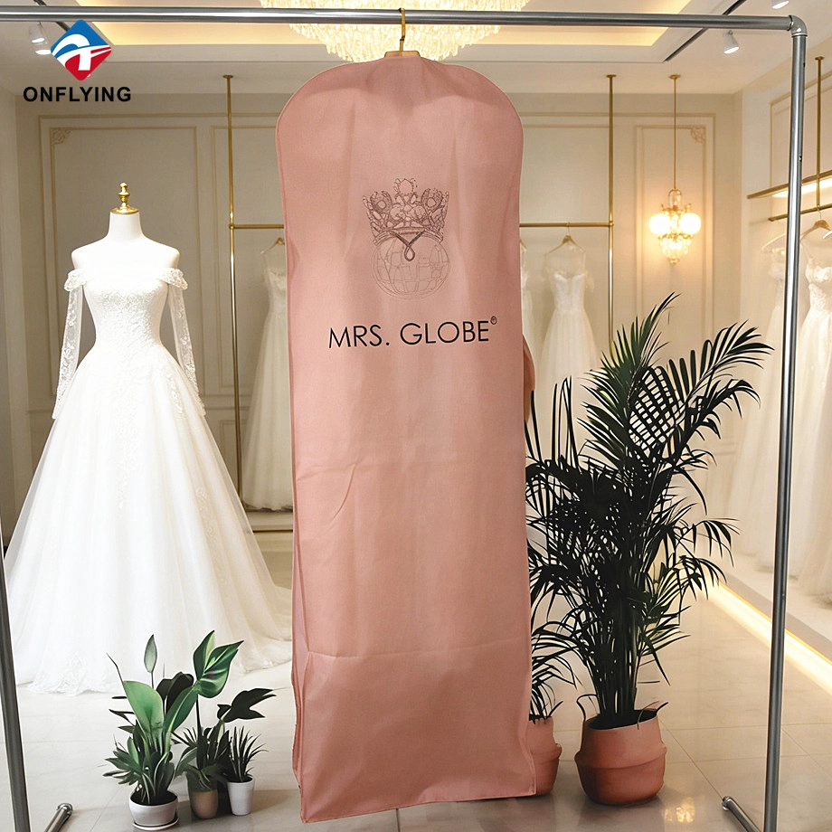 Explosive Models Non Woven Lady pink Wedding Garment Cover with Gusset Manufacturer China