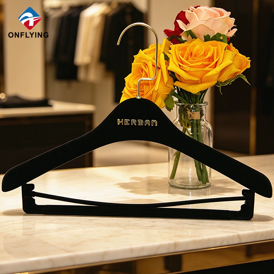 Bell Selling Luxury Bridal Suit Clothing Boutique Black Velvet Kids Hanger Supplier China