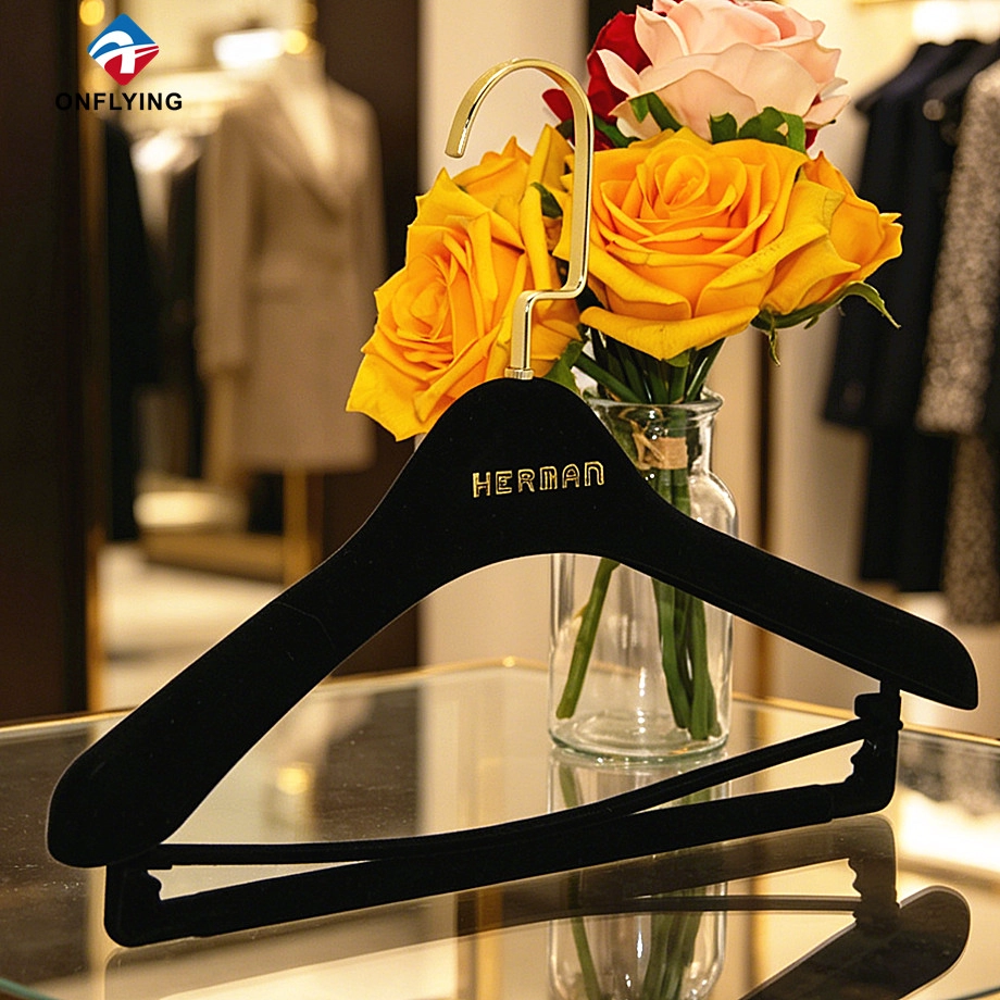 Bell Selling Luxury Bridal Suit Clothing Boutique Black Velvet Kids Hanger Supplier China