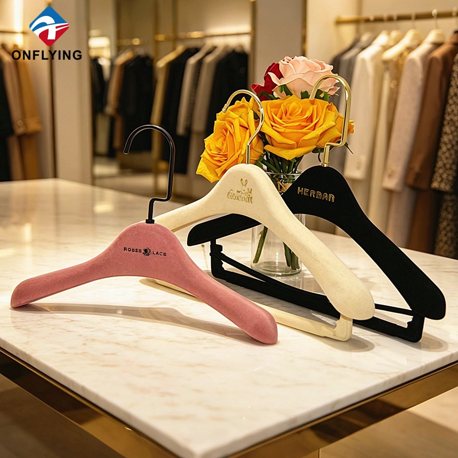 Bell Selling Luxury Bridal Suit Clothing Boutique Black Velvet Kids Hanger Supplier China