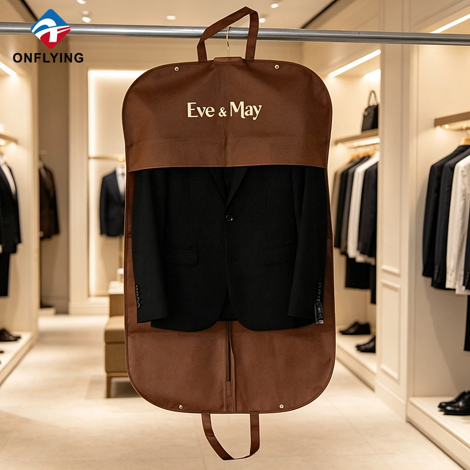 Bolsa masculina versátil e elegante e respirável para loja de roupas não tecidas com tampa contra poeira fábrica na China