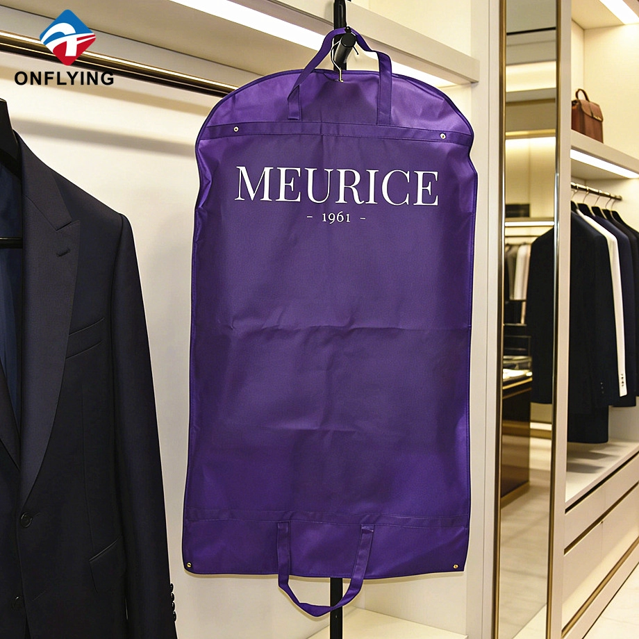 Saco de armazenamento de terno não tecido roxo masculino dobrável de tecido de alta qualidade fábrica na China