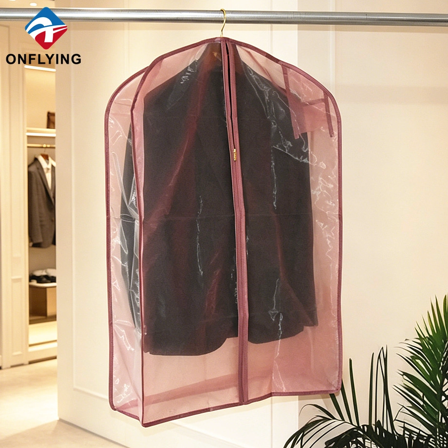 中国 环保高品质面料男士西装欧根纱服装袋带角板工厂中国 制造商