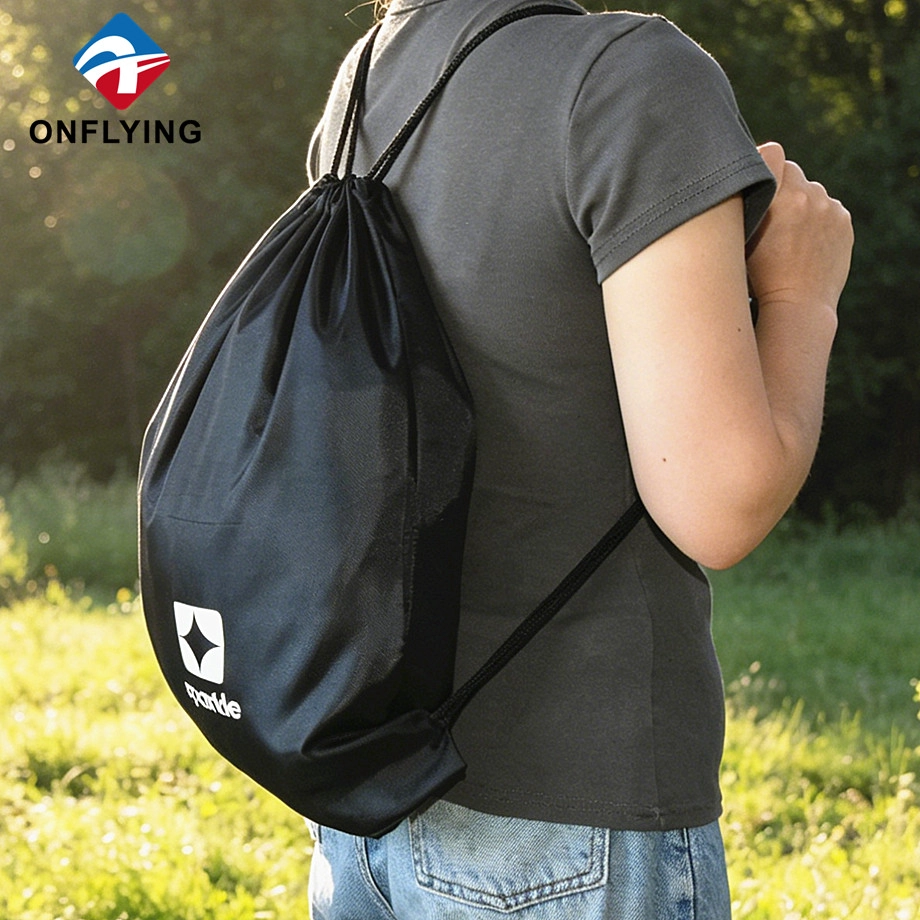 High-quality Storage Basketball Black Polyester Drawstring Sport Bag with logo Supplier China