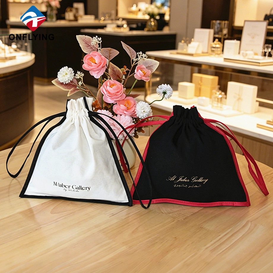 Eco-friendly Reusable Packaging Storage Black Cotton Drawstring Pouch Bag Supplier China - COPY - t4ouwk