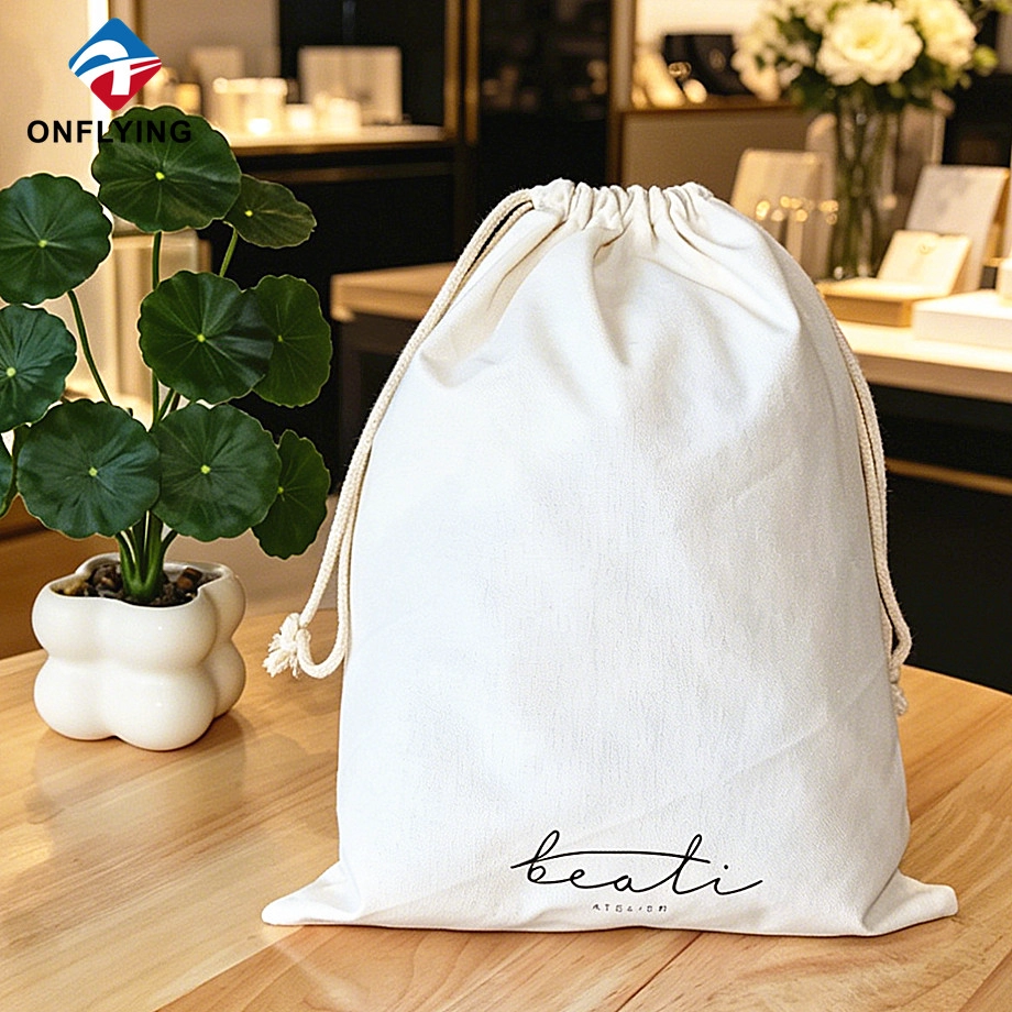 Eco-friendly Reusable Packaging Storage Black Cotton Drawstring Pouch Bag Supplier China - COPY - t4ouwk