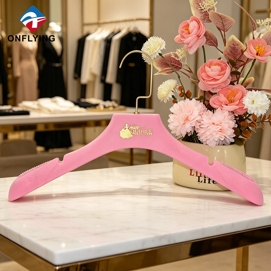 Velvet Flocked pink Hanger manufacturer