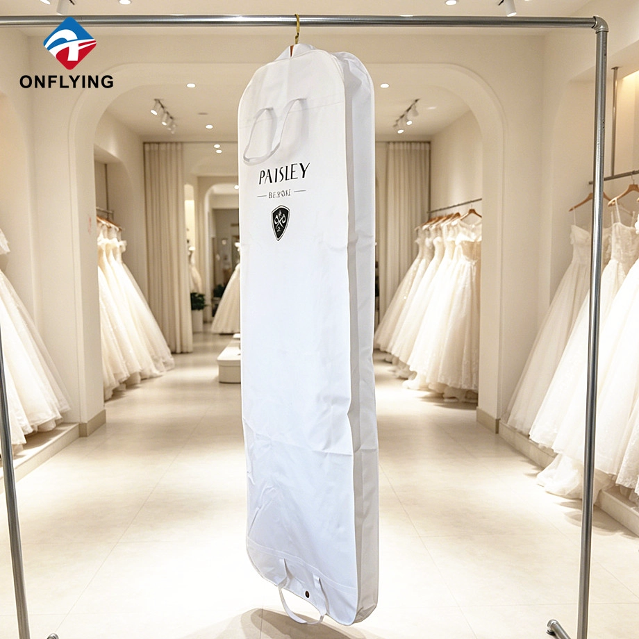 Luxuriöse weiße, nicht gewebte Hochzeits-Brautkleid-Abdeckung, Abendkleid-Tasche mit individuellem Logo, Fabrik China
