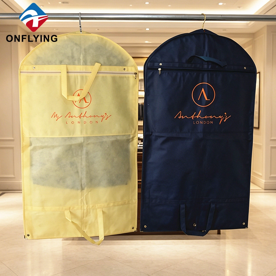 Breathable Fabric Yellow Deep Blue Formal Suit Shop Suit Dust Non Woven Bag Set Factory China