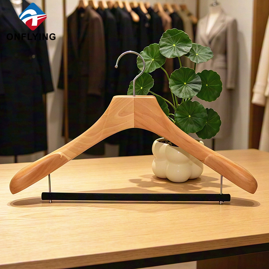 High-end Eco-friendly Branded Modern Shirt Luxurious Beech Wood Clothing Hanger Supplier china - COPY - srho3a
