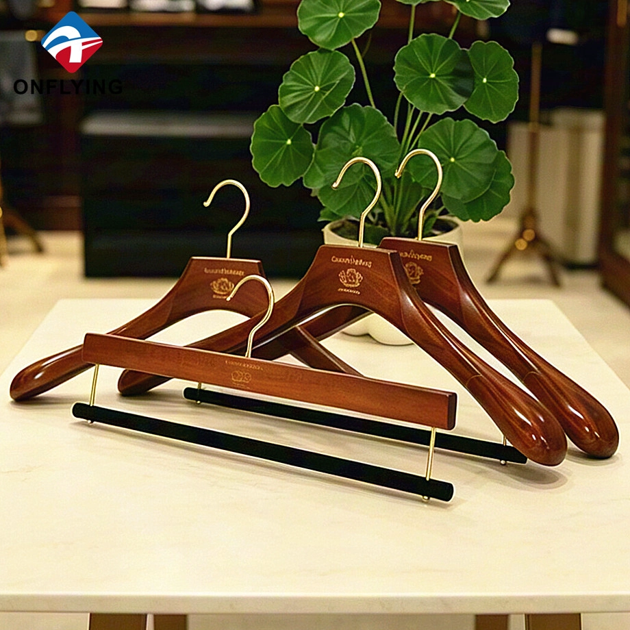 High-end Eco-friendly Branded Modern Shirt Luxurious Beech Wood Clothing Hanger Supplier china - COPY - srho3a